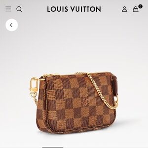 Authentic Louis Vuitton Brown Damier Ebene Mini Pouchette Accessories bag